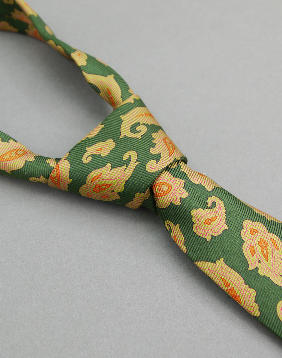 ETRO Green Paisley Silk Tie