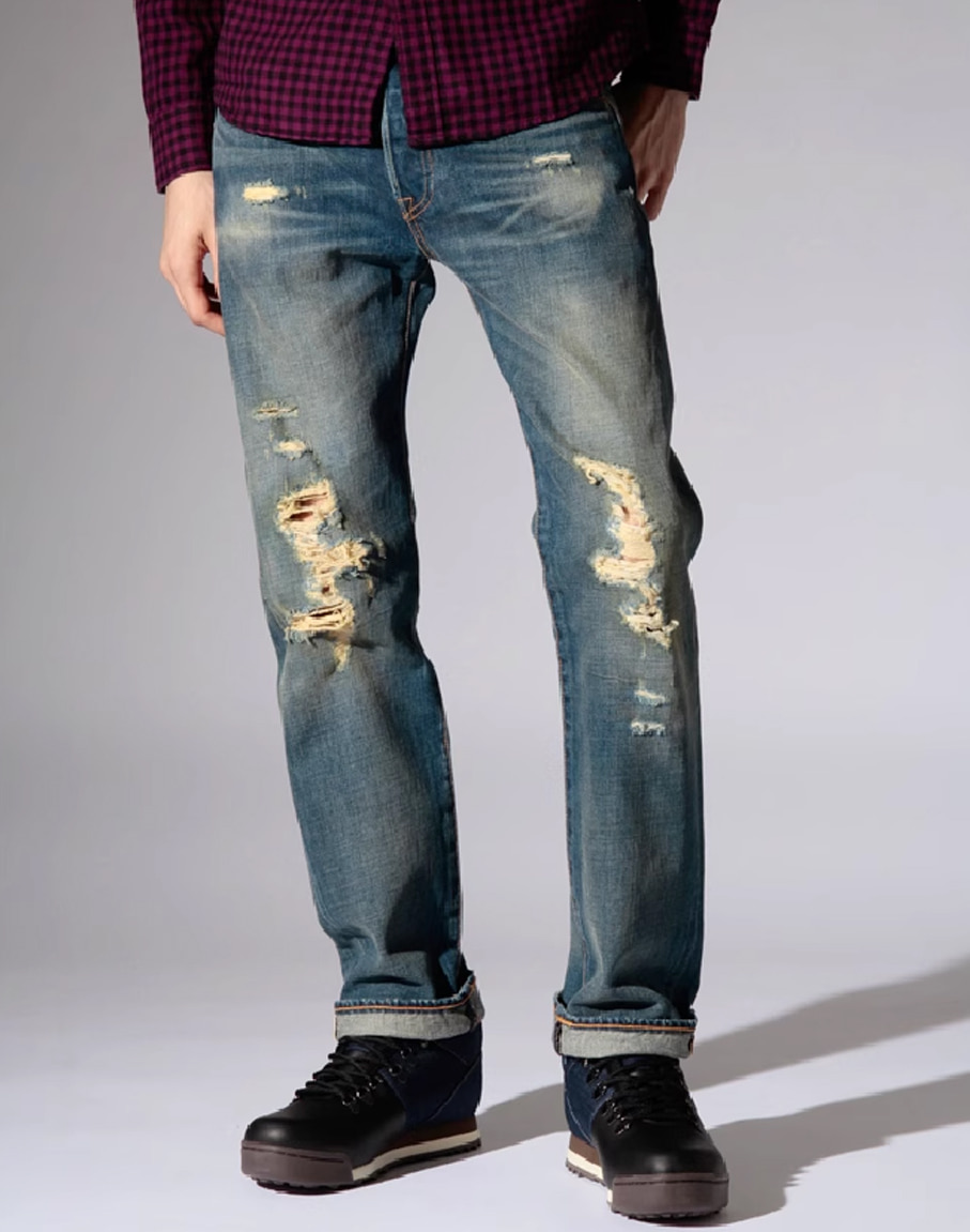 Levi&#039;s 501-1368 Destroyed Red Selvedge Jeans