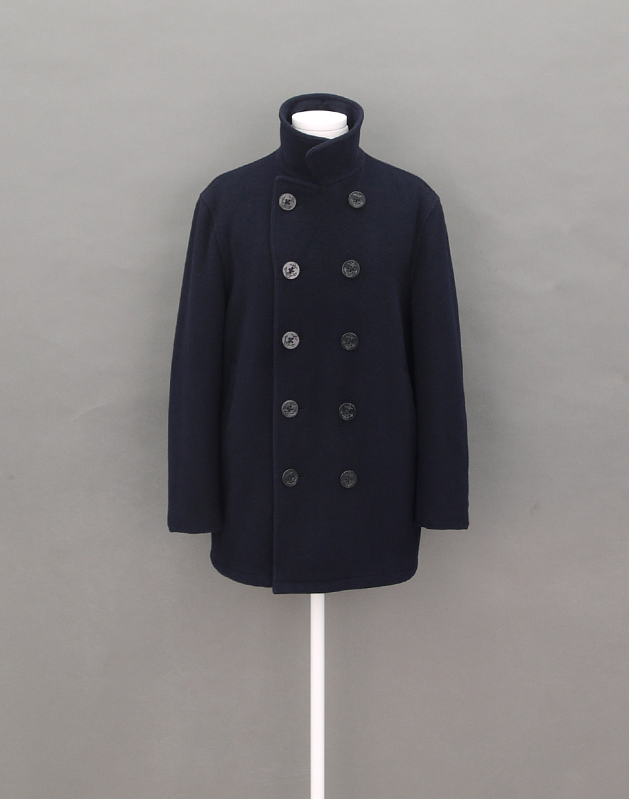 J.PRESS Wool Blend 10button Navy Pea Coat