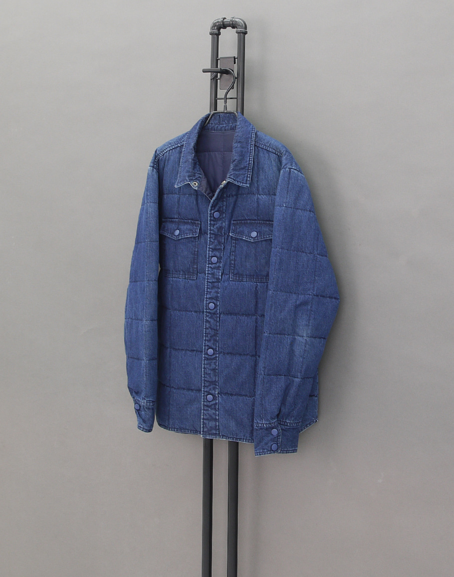 Denim Square Quilted 80/20 DuckDown Padding Shirts
