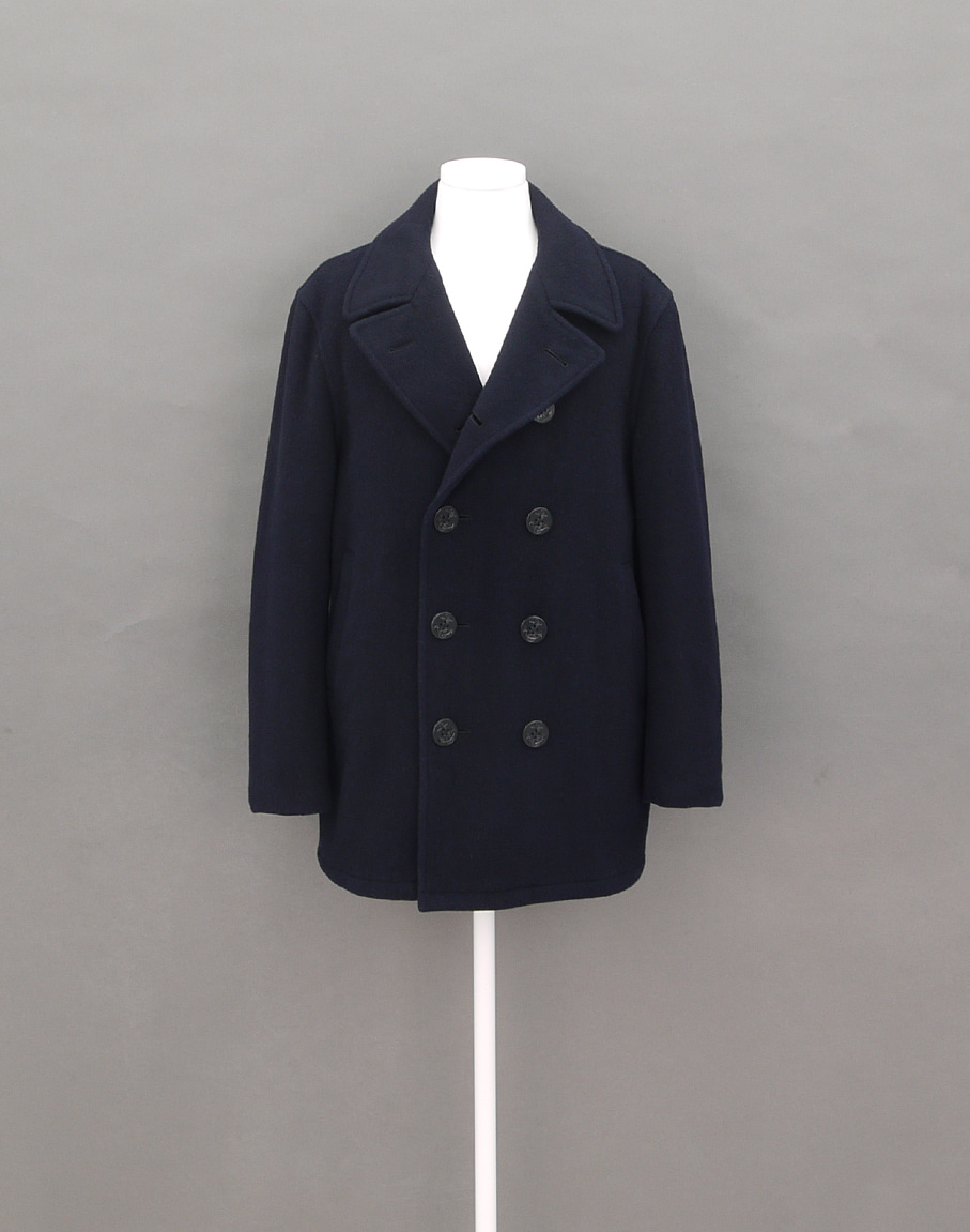 J.PRESS Wool Blend 10button Navy Pea Coat